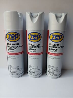 3 Cans ZEP Freshen Disinfectant Spray Spring Mist Kills Most Germs Controls Mold